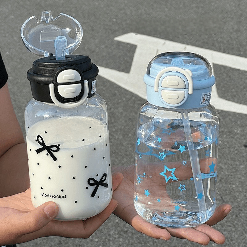 짚으로 귀여운 물병 휴대용 플라스틱 팝업 커버 워터 컵 - Sports Equipment 4 Year Old 리뷰 및 가격