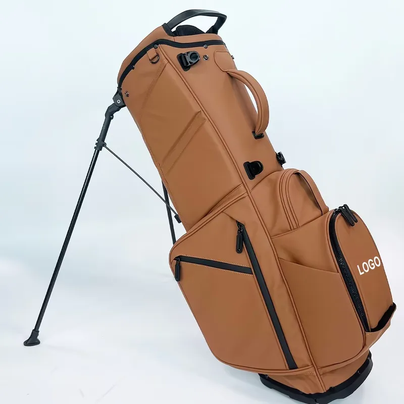 맞춤형 로고 자수 골프 스탠드 백 PU 가죽 브라운 선 - Sports Equipment Logos 리뷰 및 가격